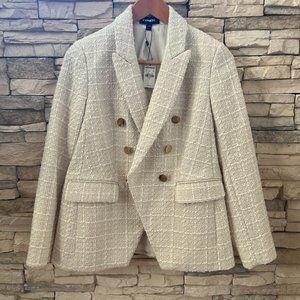 NWT Express Double Breasted Tweed Blazer Jacket Ivory White Small
